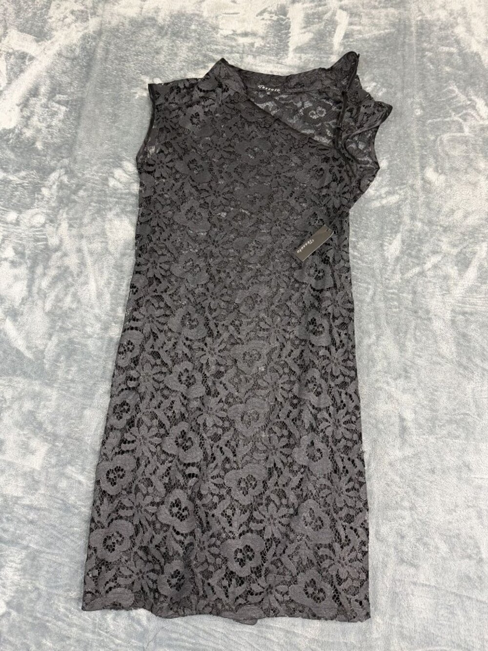 Tessuto Womens Black Sleeveless Floral Lace Rosette Dress 12 NWT